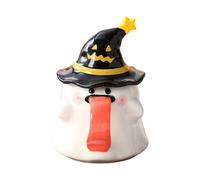 Genérico Halloween Cups For Kids - Home Water Cups - Beer Mug with Lid in Ghost Shape 450ml Porcelain for Halloween, Milk or Hot Coffee