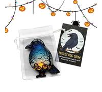 Generico Halloween Hugs Cards - Acrylic | Pocket Ghost Hug Card with | Christmas Motivational Cards with Raven and God of Death | Memory Inspires