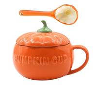Genérico Halloween Pumpkin Face Mugs,Halloween Ceramic Pumpkin Coffee Mugs with Lid- Autumn Decor Coffee Mug Cappuccino Milk Cereal