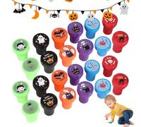 Generico Halloween Stamp Kit, Halloween Stamp Set, Assorted Self-Inking Set of 24 Pieces - Spooky Trick or Treat Kids Play Awards