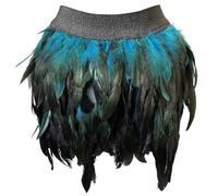 Generico Halloweencostumes Halloween Costumes for Womens Easter Feather Tutu Skirt Short Skirt Bottom Skirts Luxurious Three-Dimensional Peacock Feather Stage Wear Irregular Skirts Family Party