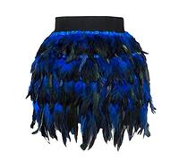 Generico Halloweencostumes Halloween Costumes for Womens Easter Feather Tutu Skirt Short Skirt Bottom Skirts Luxurious Three-Dimensional Peacock Feather Stage Wear Irregular Skirts Family Party Blue