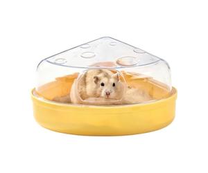 Generico Hamster Bathtub - 23 cm PC | Transparent Funny Cheese-Shaped Bath - for Small Pets Cage for Playing Exploring Hiding the Toilet for Gerbill