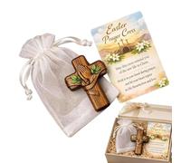 Generico Hand Cross, Wooden Catholic Crucifix - Palm Cross with Postcard and for Devotion Church Prayer Home Personal Meditation