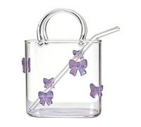 Generico Handbag - Clear Decorative Beverage Base with Straw in Clear, Versatile Display Container with Handle | Suitable for Serving Drinks, Tav Decorations