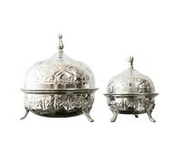 Genérico Handmade Moroccan Sugar Bowl Copper with Nickel Alloys for a Silver Color, Diameter 10cm, Height 9cm (9cm x 10cm)