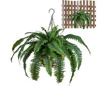 Generico Hanging Basket Artificial Fern Hanging Plants Plants Fake Seaweed Plant 3 Large Silk UV Resistant Fake in Basket for Jar Decoration