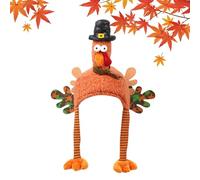 Generico Hat with Head - Polyester Plush, Red Brown Yellow, Lightweight and Fun Holiday Costume, Cartoon Design, Thanksgiving Hat