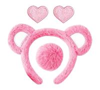 Generico Headband for Bear Costume - 4 Pieces Unisex Outfit with Heart Brooch | Set of for Bear Costume - for Parties Birthday Valentine's Holiday New Year