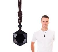 Generico Hexagram Pendant | Black Obsidian Necklace | Hexagram Star Stone