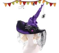 Generico Hexenhut - Spitz zulaufende Spitze, Cosplay-Accessoire, Spinnenknochen-Design, Halloween-Requisite, Hexenhut für Erwachsene, Abschlussbälle, Maskenbälle, Feiertage und Weihnachten
