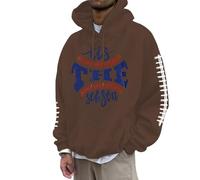Genérico Hoodies Men Hoodies Men with Pockets Big Size Hooded Neck Sweatshirt Man Sport Exercise Outdoor Rugby Print, A Brown, M