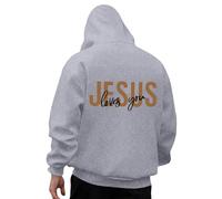 Genérico Hoodies Men Jesus Clothing Men Sport Sweatshirt Letter Print Reversible Sweatshirt Exercise Outdoor School Season, light grey, M