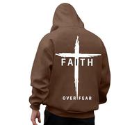 Genérico Hoodies Men Printed Reversible Cross Hoodies Men with Pockets Plus Size Hooded Collar Top Men Sport Casual Outdoor, brown, S