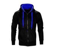Genérico Hoodies Men Sports Tops Slim Fit Contrasting Colors Sweatshirts Men Zipper Comfortable Sweatshirt Infomal Streetwear Pop Outdoor, A Black, XXL