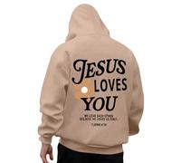 Genérico Hoodies Men Sweatshirt Jesus Letter Print Reversible Sweatshirts Men with Pockets Plus Size Hooded Neck Top Men Casual Outdoor, khaki, S