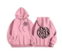 Genérico Hoodies Men Sweatshirts Men Black Plus Size Jesus Sweatshirt with Pockets Letter Print Top Men Casual Outdoor School Season, pink, S