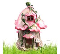 Genérico House with Solar Light - Resin Flower House with Mushroom Shape | Bright Waterproof LED Night Light | Outdoor Garden Decor - Patio Lawn Decoraci