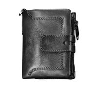 Generico In Vintage Men's Anti-Theft Credit Card Holder with Cowhide Zip | Multiple Card Slot Function That Ensures Storage, Black, Fare riferimento alla descrizione, Please refer to description