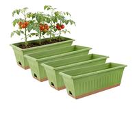 Generico Indoor Plant Pot, 4 Pieces Rectangular Decorative Planter, Vegetable Pots, for Home Balcony Window Sill Living Room Growing Potatoes Strawberries Lettuce