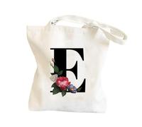 Generico Initial Beach Bags for Women,Initial Beach Bag | Floral Design Foldable Tote Bag | by with , Cosmetic Makeup Bag for Women