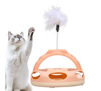 Genérico Interactive Toy for Cats, Toy with Rotating Plate | Intelligence Ball with Feathers | for Boredom Relief Exercise Training and Mental Stimulation Indoors