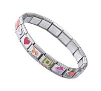 Generico Italian Charm Bracelet | Handmade Stainless Steel Link Arm | Elegant Accessory for Jewellery Suitable for Weddings and Beach Travel, riferimento alla descrizione, Stainless Steel, Please