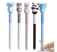 Generico Journaling Pens | 5 Pieces Stain Resistant Erasable Pens Set with Funny Animals | For Kids Students School Class Scrapbooking Agenda Diary Holiday Birthday