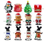Generico Juguetes De Cuerda Navideños - 12 Pieces Juego De Cuerda Festivo - 10 x 10 x 4 cm Juguete De Cadena Mecánico Navideño | Niños Y Niñas En Fiestas De Vacaciones Reuniones Aula Escuela