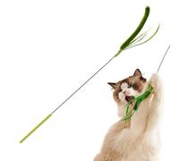 Generico Katzenspielzeug Angel 50 cm Interaktiver Katzenstab Simuliert Dogtail Gras Design with Flexibler Stahlfeder & Federn für Hauskatzen & Kätzchen Jagdtrieb Grün Gelb