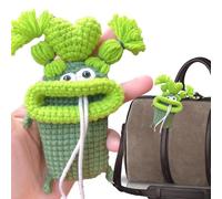 Genérico Keychain - Handmade Car Key Holder with Cute Crochet Shape, Decorative Soft Plush, Novelty Personalized Accessory/Cute Stitching Design, multicoloured, B, See description