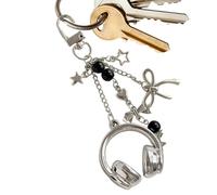 Genérico Keychain with Headphones: Cute Musical Theme with Detail, Elegant Mini Accessory that Enhances the Expression of the and Creates a Fun Visual | For Tote Bag Backpack Key, silver, Consulte la