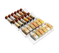 Generico Kitchen Drawer Condiment Organizer - Expandable Condiment Rack for Drawer - 4 Piece Stackable Tray Holder for Cabinet