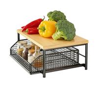 Generico Kitchen Storage Rack 37 x 26 x 18 cm - Vertical Shelf with Drawer | Multi-Purpose Organizer for Pantry Fruits Vegetables Utensils Home Apartment Bathroom Office
