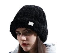Genérico Knitted Hat - Knitted Head, Warm, with Fake Hair and Hearing Protection, for Skiing, Motorcycling, Hiking, Camping, Riding, Backpacking, Climbing, Sports, Running, Outdoor, Black/White