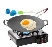 Generico Korean Non-Stick Grill Pan, Korean Grill Pan with Non-Stick Coating | Kitchen Tools with Glove Brushes Tongs, for Electric Induction Hobs