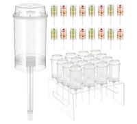 Genérico Kuchen Push Pop Behälter - 17-Piece 600g Acrylic Set with Stand Und Deckel | Wiederverwendbare Push-Up Röhren Dessert Container Für Geburtstag Hochzeit Party DIY Backen Zuhause Esszimmer