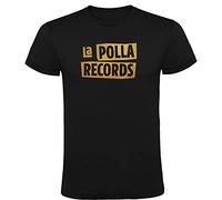 Genérico La Polla Records Black T-Shirt with Gold Logo Men's 100% Cotton Sizes S M L XL XXL, Black/White, M