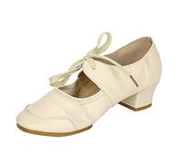 Genérico Latin Dance Shoes for Women-Shoe Practice Performance for Ballroom Party-Closed Salsa and Bachata Shoes Women-Zapata Dances-Tango Professional-Heel 6cm, Suede Sole, beige, 4 UK