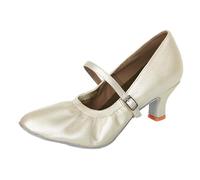 Genérico Latin Dance Shoes for Women, Zapata Performance Dance Salsa for Party Salon, Wedding Shoe Modern Pole Dance Ball, Satin Shoes Professional Bachata Tango Practice, 3 cm Heel, white, 7 UK