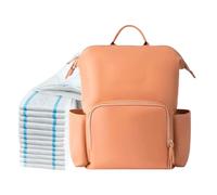 Genérico Leather Diaper Bag Backpack - PU Waterproof 41cm, Large Organizer Bags, Multifunctional for | for Mom Dad Parenting Travel Insulated Pockets 20L Capacity 800g PRES, Orange, Consulte la