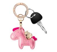 Genérico Leather Keychain, Accessory with Chinese Symbolism - Leather Keychain with Horse Design in Chinese Style, for Spring Festival Family Adults Women Men Children Girls Backpack, light pink