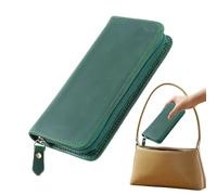 Generico Leather Pencil Case - Vintage Stationery Bag with 3 Compartments, Pencil Case for Fountain Pens | for Office School Study Drawing Journaling Travel Home, green, riferimento alla