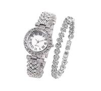 Generico Luxury Ladies Watches | Rhinestone Wrist Watches - Perfect Decoration and Practical Timing Tool for Women and Men for Apartments, Dorms, Offices, Silver+Bracelet, Please refer to the