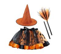 Generico Mädchen Halloween Tutu - Tutu Outfit, Halloween Mit Hexenhut | Einschließlich Mit | Hexenkostüm-Zubehör Für Mädchen, Einschließlich Und Besen Für Kleinki