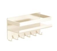 Genérico Magnetic Shelf for - Magnetic Drill-Free Shelf with 6 Hooks, Kitchen Countertop Organizer | For Spices, Condiments, Pantry, Garage, Laundry, Bedroom, Home, Office,