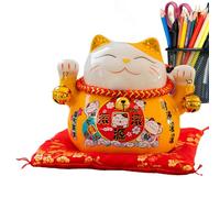 Generico Maneki Neko Statue - Ceramic Lucky Cat | Ceramic Figurine - Decorative Art Piece With Adorable Ears And Paws Symbolizing Good And Prosperity For The Home Or