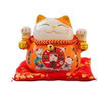 Generico Maneki Neko Statue - Ceramic Lucky Cat | Ceramic Figurine - Decorative Art Piece With Adorable Ears And Paws Symbolizing Good And Prosperity For The Home Or