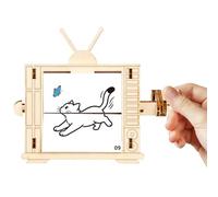 Genérico Manual Animation Machine, DIY Model Kit Wooden Educational Toy STEM TV, Retro TV Design, Scientific Project Without Batteries for Children 8-12 Years, 1 Set
