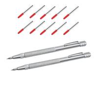 Generico Marqueur de Menuisier Métal | Lot de 2 Outils de Traçage with 10 Pointes de Rechange | Crayon de Construction Antidérapant pour Carrelage Coupe Bois Métal Chantier Précision et Durabilité